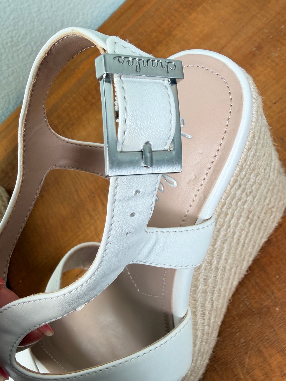 Charles by Charles David White Espadrille Wedge Sandals with Ankle Strap - Picture 8 of 9